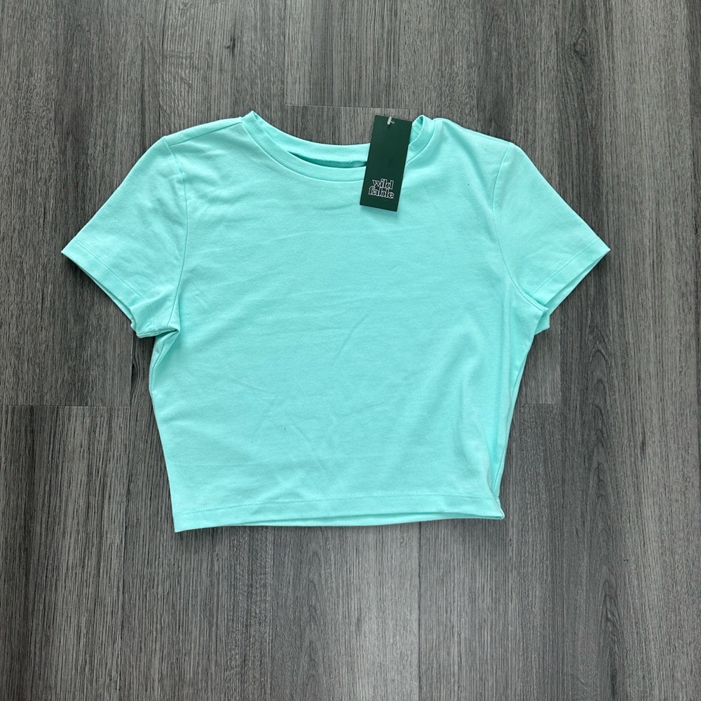 Wild Fable Teal Cropped T-Shirt